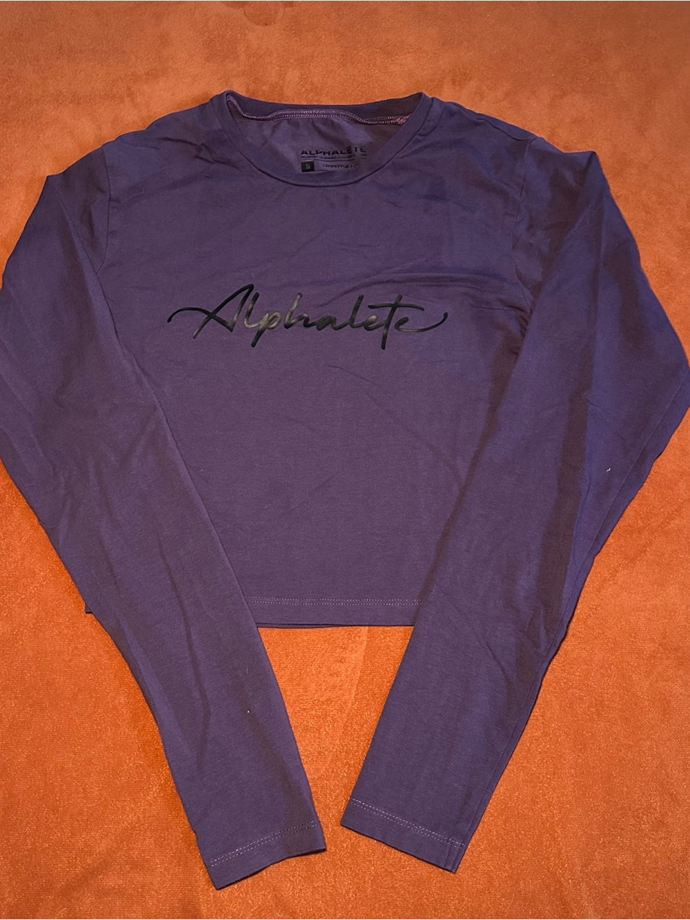 Alphalete Deep Purple Long Sleeve Logo Crop Top
